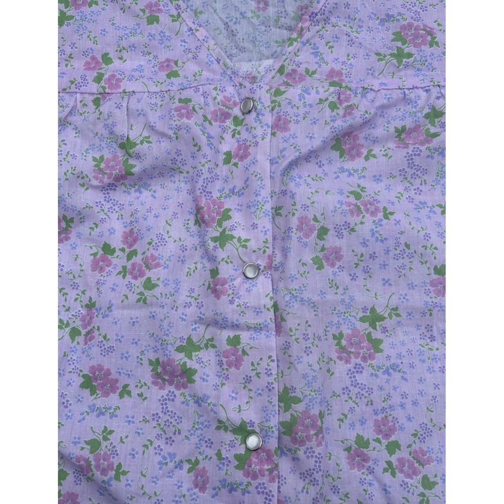 MoonDance Sleeveless Floral Purple Smock  3X Craft Art Cook Pearl Snaps Vintage - Picture 3 of 5